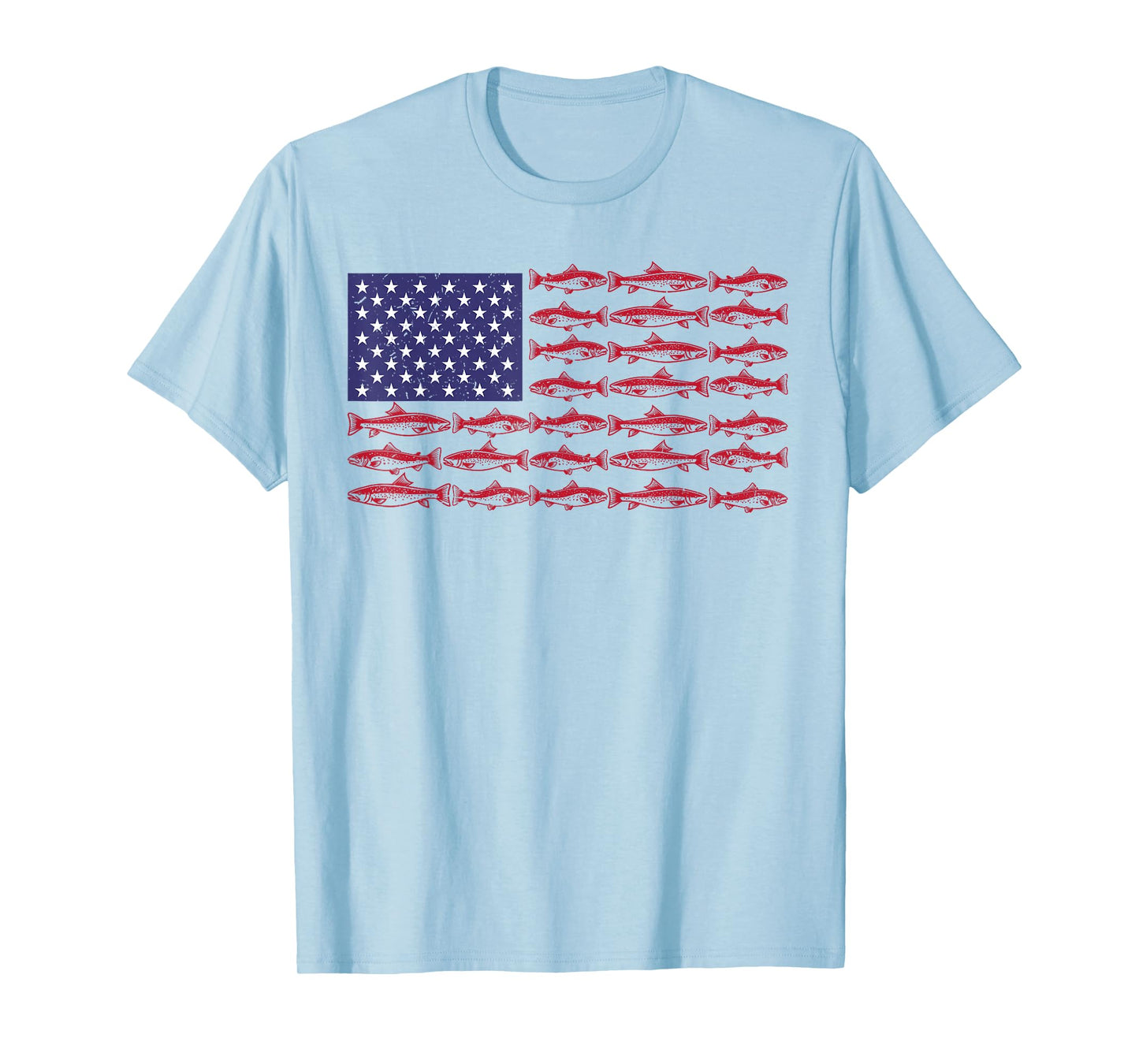 Fishing American Flag Boy Men Largemouth Bass Fish Patriotic T-Shirt