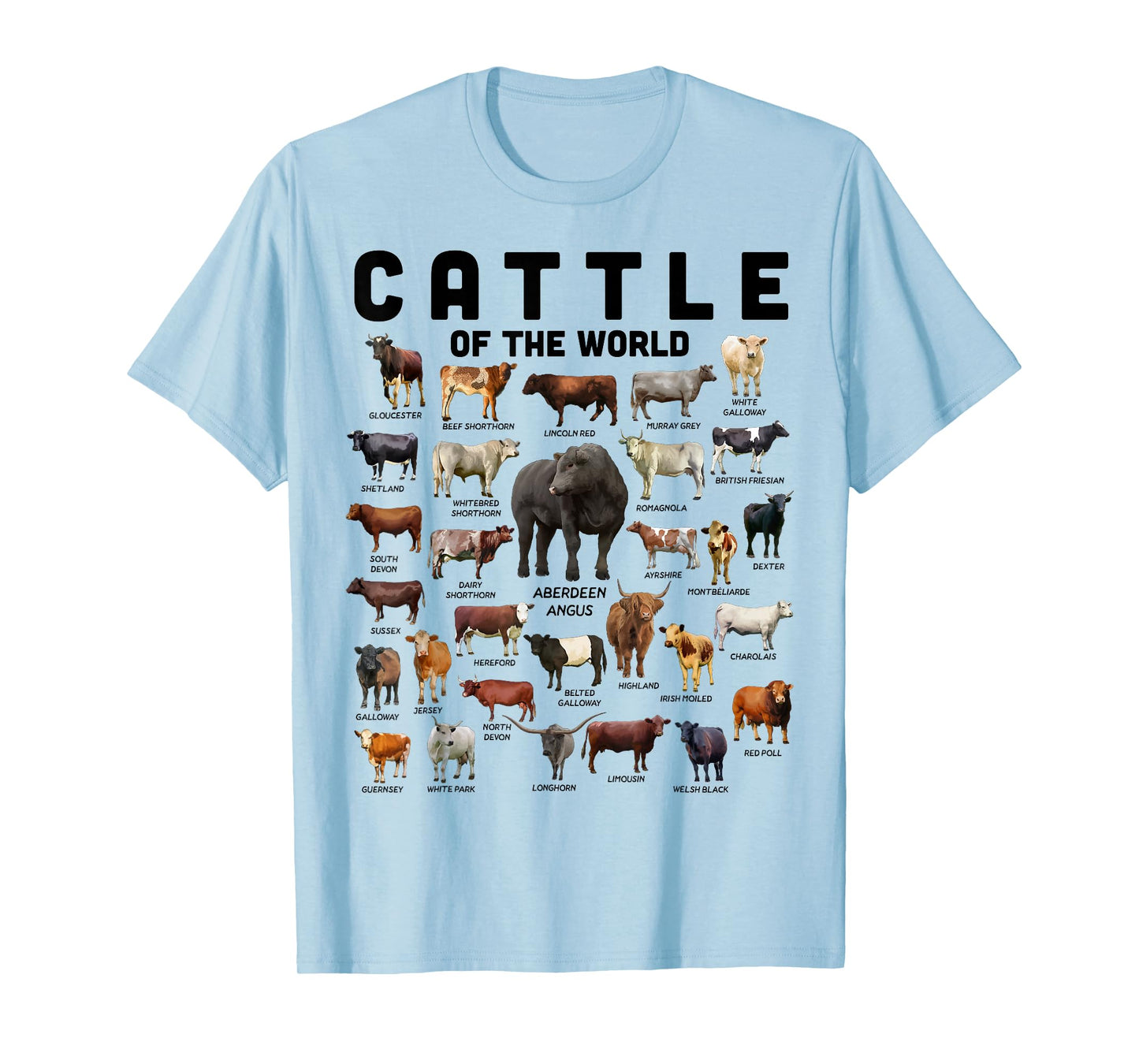 Cow Shirt Cattle Of The World Types Of Cows Funny Farmer T-Shirt