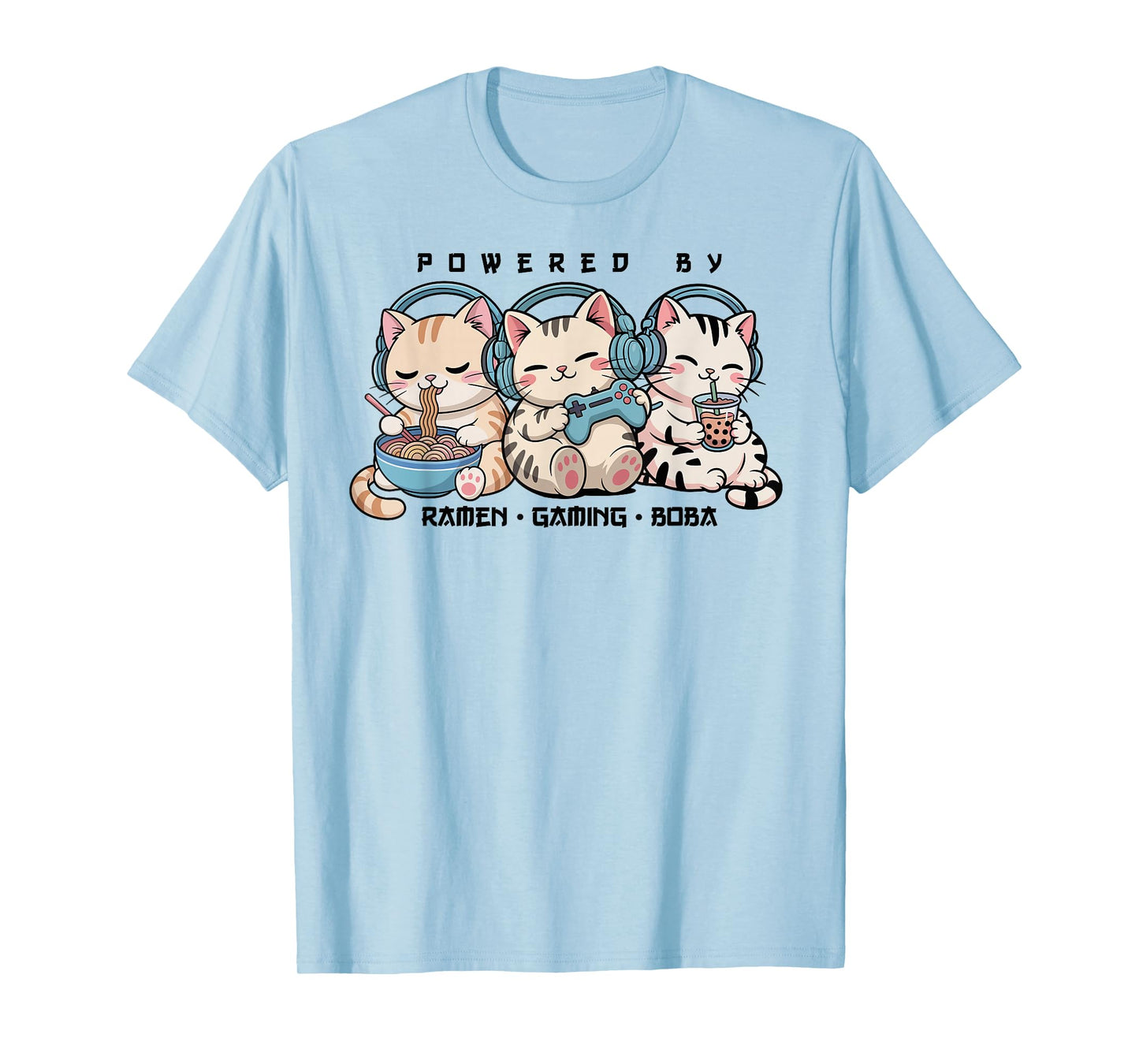 Gaming Cats Powered by Gaming & Rame Gamer Kawaii Cats T-Shirt