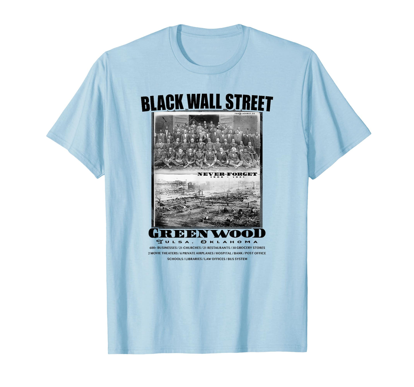 Black Wall Street Vintage Photos Black History T-Shirt
