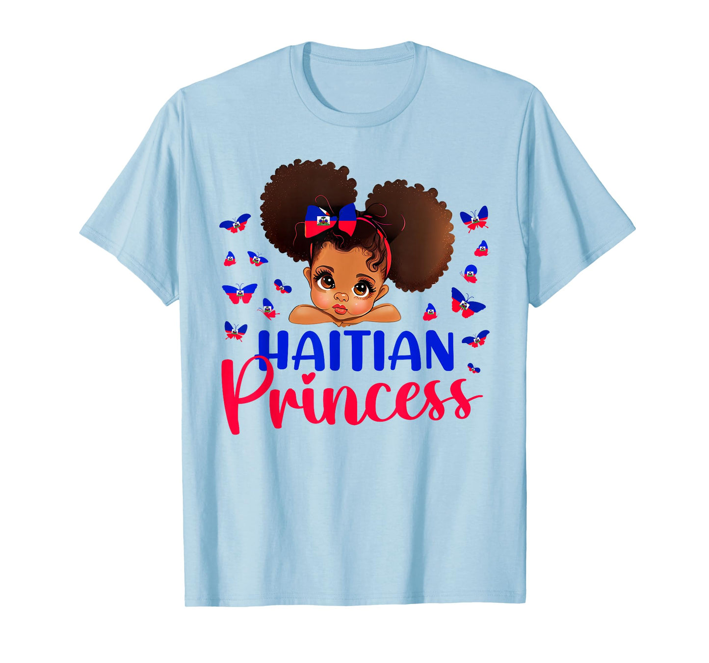 Haitian Princess Haiti Flag Melanin for Black Girls Kids T-Shirt