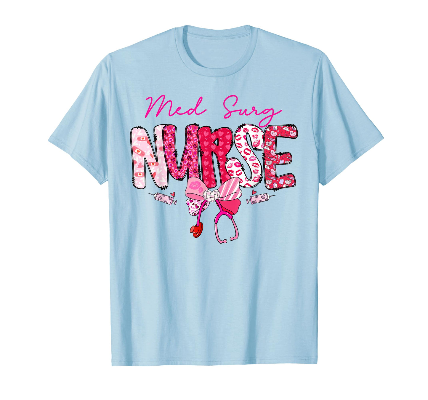 Med Surg Nurse Valentine's Day Stethoscope Coquette Bow T-Shirt