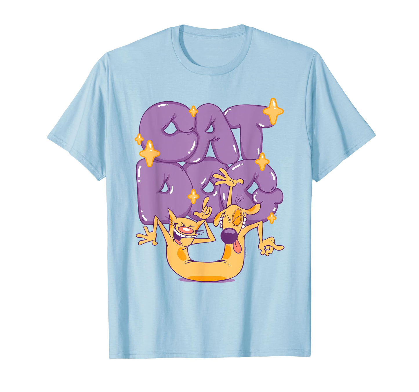 CatDog Dancing Purple Bubble Letters Retro Cartoon T-Shirt for Men Women Kids
