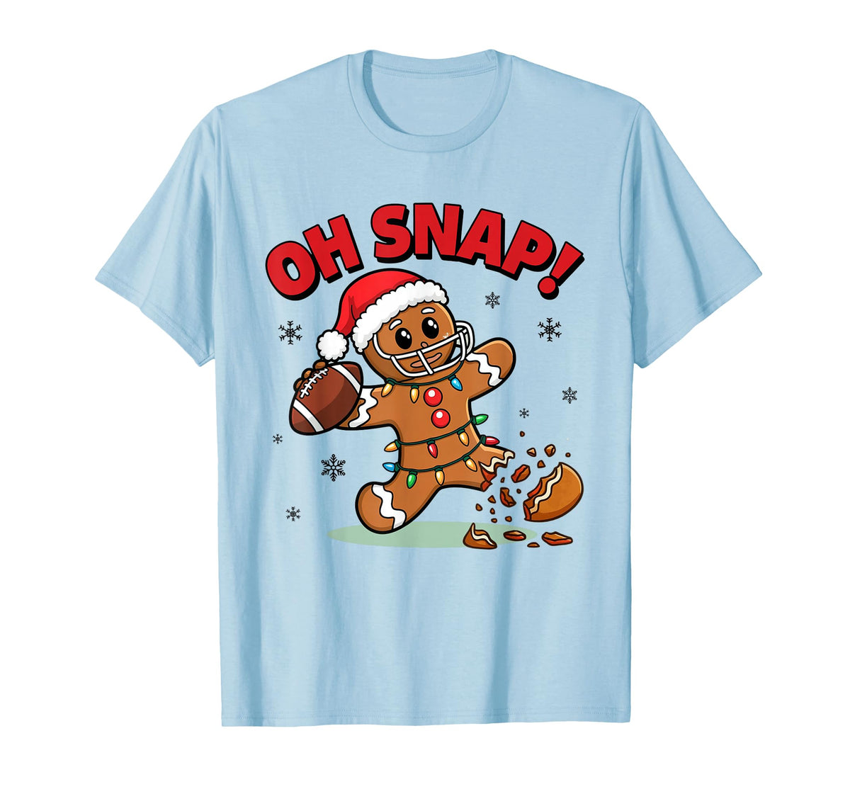 Oh Snap Funny Gingerbread Man Football Christmas Pajamas T-Shirt