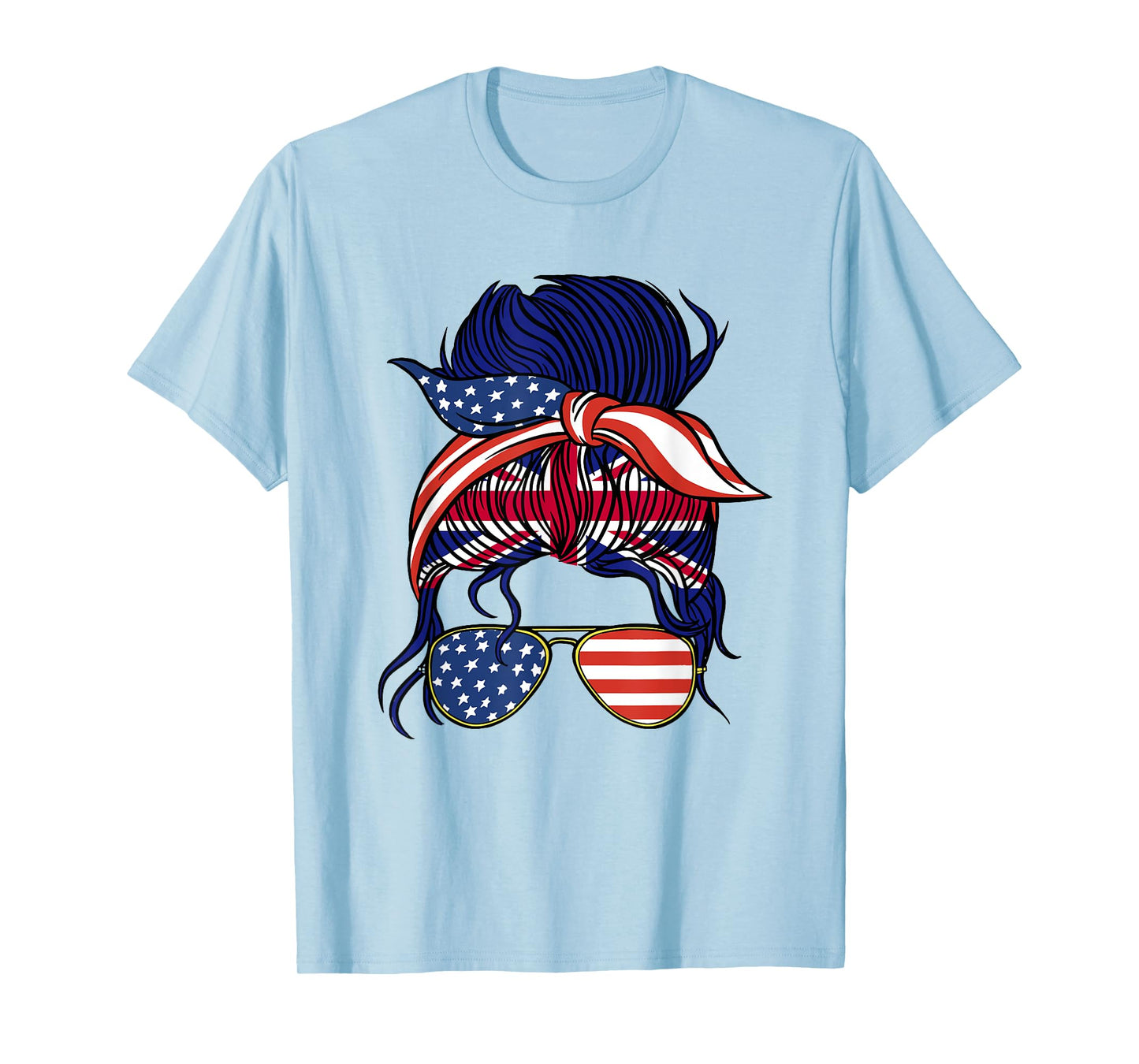 Half American British Roots United Kingdom USA Messy Bun UK T-Shirt