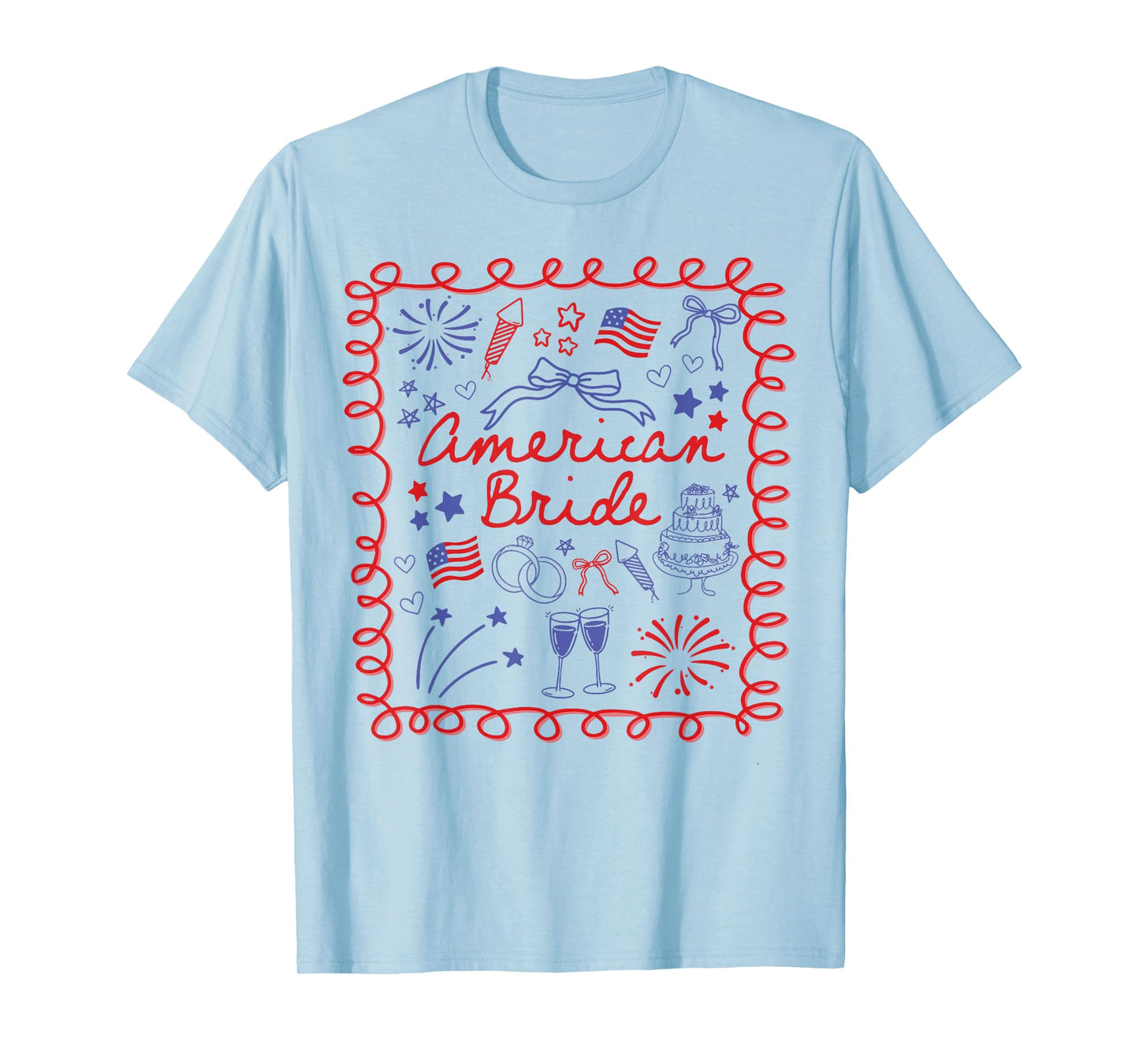 American Bride 4th Of July Retro Party US Wedding Engagement T-Shirt