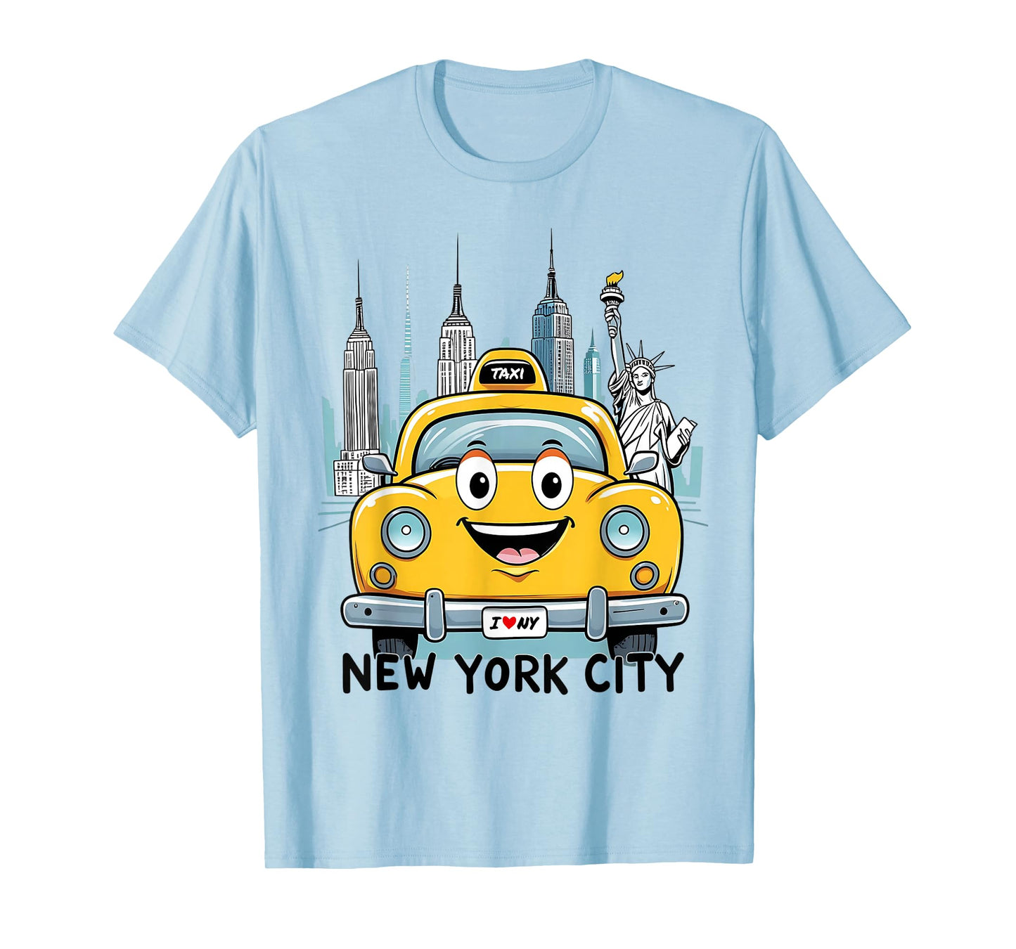 Cute Kids New York City Yellow Taxi Iconic Statue of Liberty T-Shirt