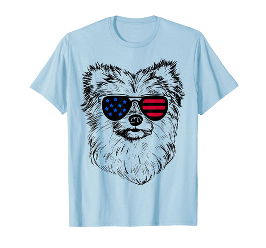 Aussiepom Dog 4th July America USA Flag Men Women Kids T-Shirt