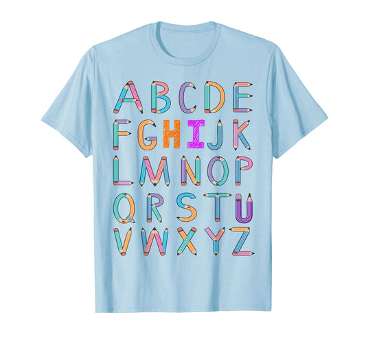 Back to School Kindergarten Alphabet ABC Teacher Women Kids T-Shirt