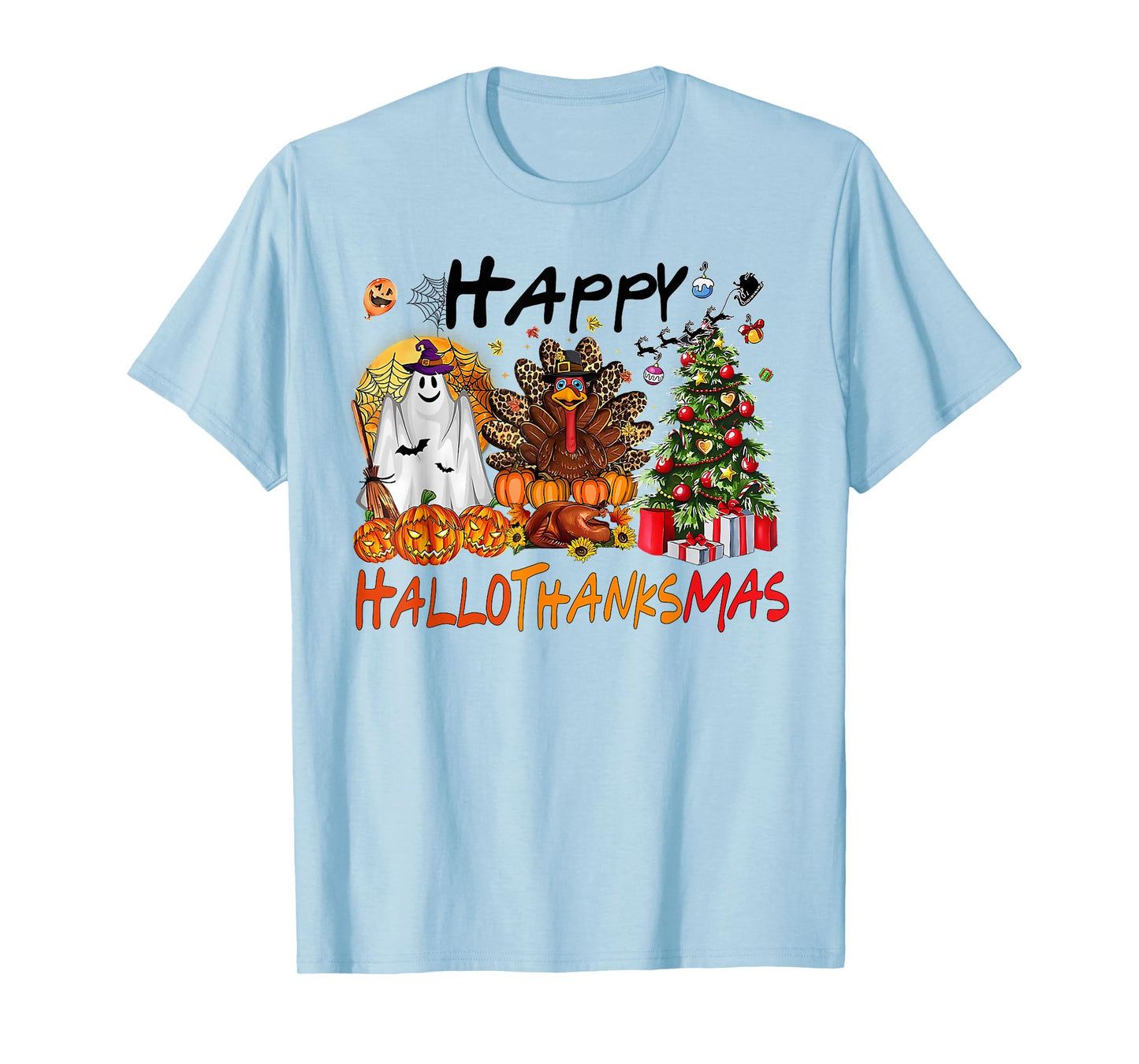 Halloween Thanksgiving Xmas Costume Happy HalloThanksMas T-Shirt