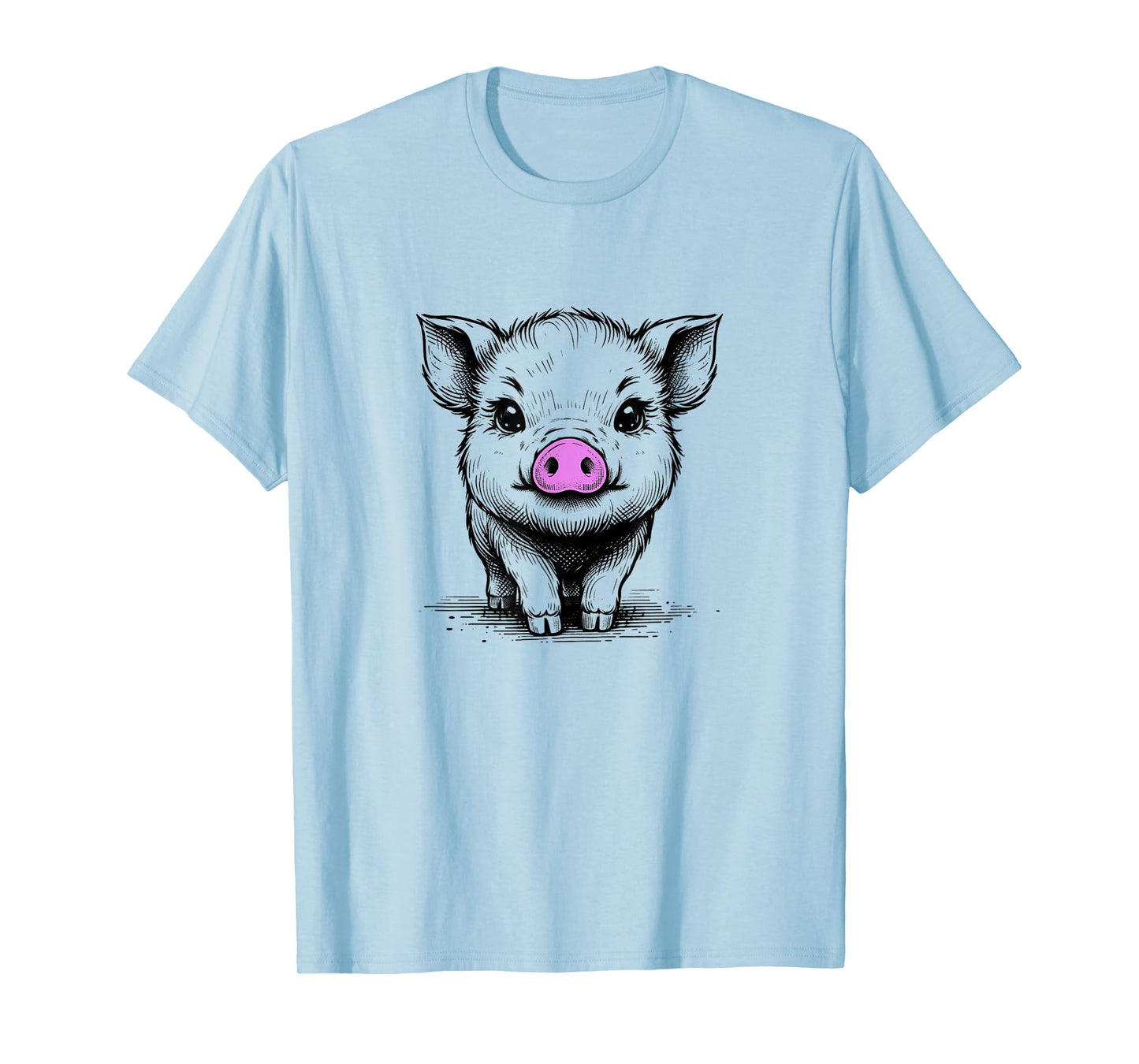 Cute Pig With Pink Nose Drawing T-Shirt