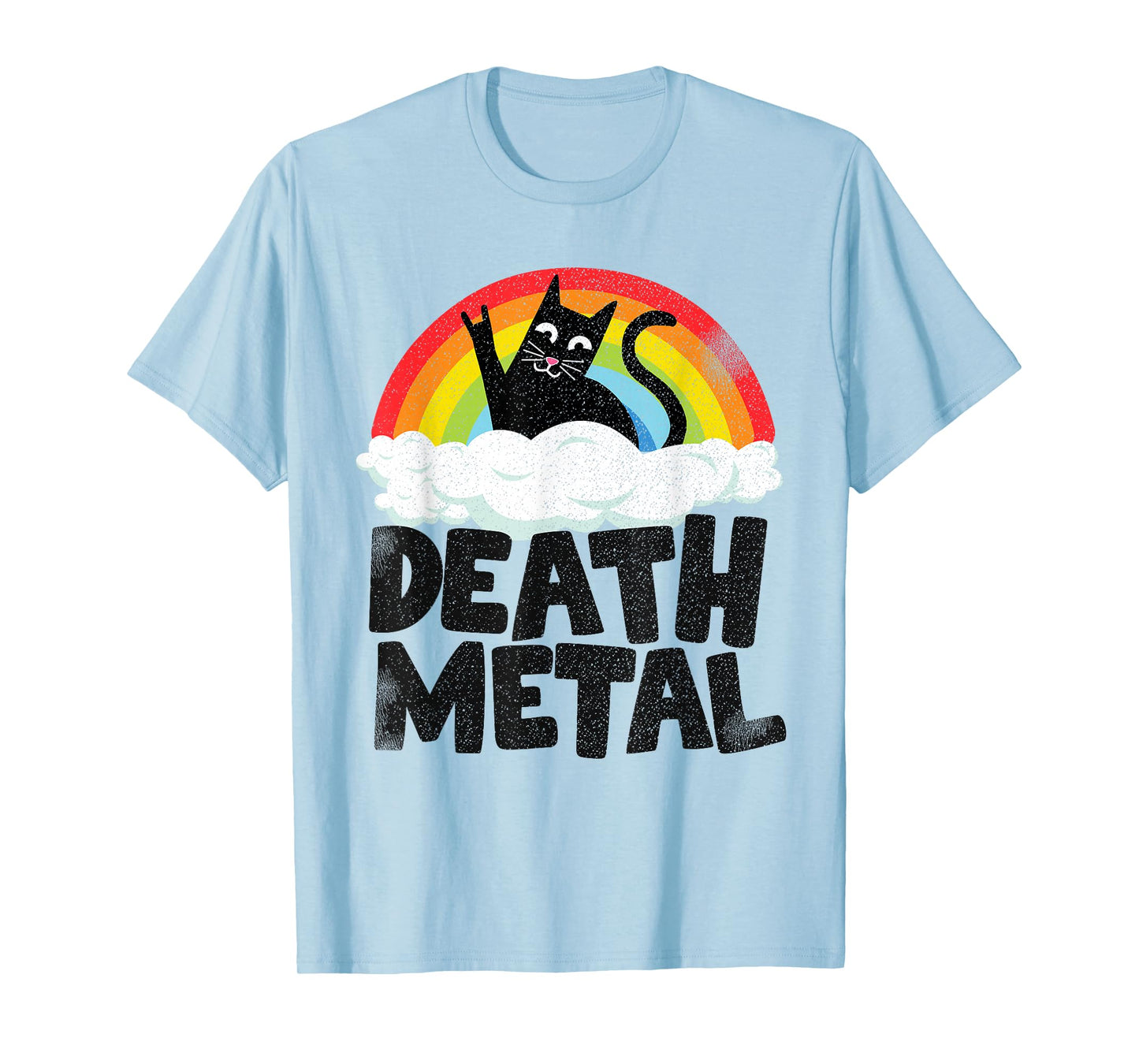 Cat Rainbow Heavy Metal Band Kids Goth Funny Death Metal T-Shirt