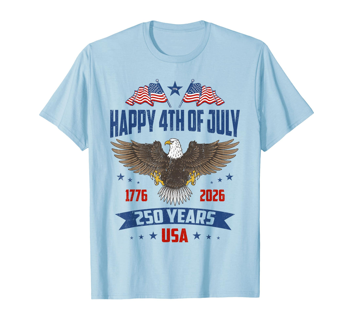 250 Years of Freedom 1776 2026 American Flag 4 July Vintage T-Shirt