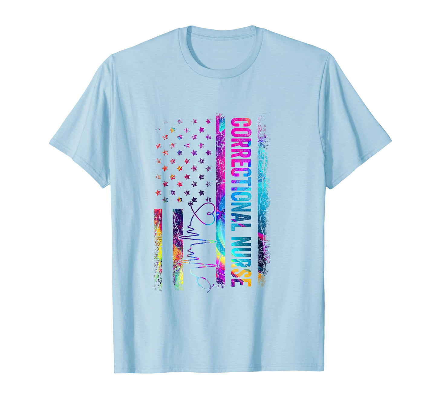 Correctional Nurse Tie Dye American Flag Patriotic Nurse Day T-Shirt for Women Men