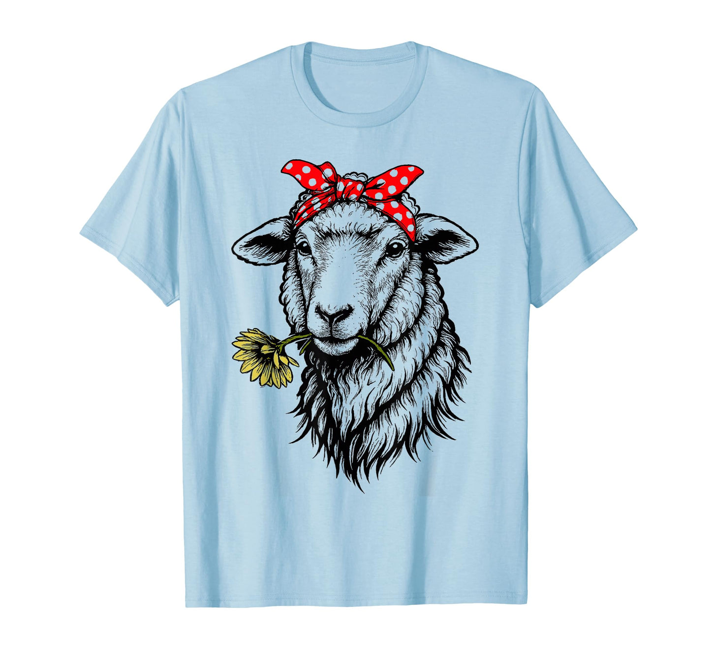 Funny Sheep with Bandana and Flower Farm Animal Lover T-Shirt