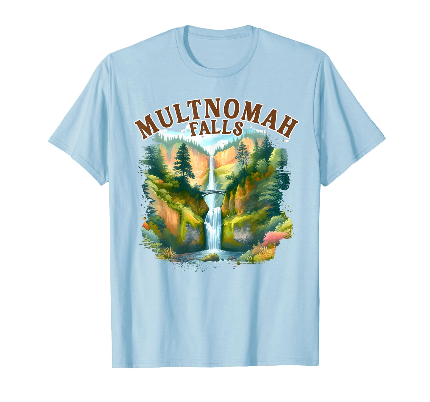 Multnomah Falls Waterfall Oregon Nature Exploring Travel T-Shirt