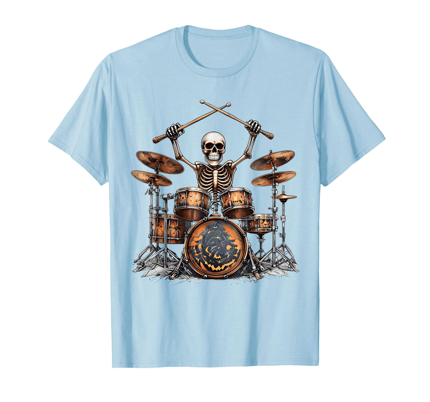 Drummer Skeleton Drums Rock N Roll Halloween Men Women Kids T-Shirt