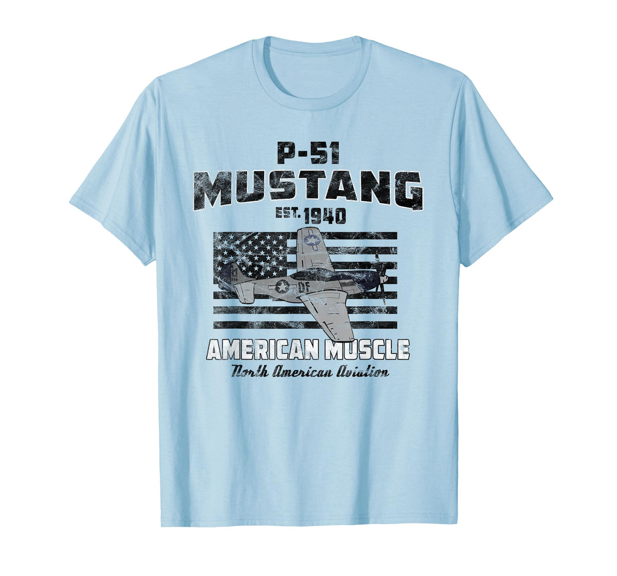 P-51 Mustang WWII Airplane American Muscle Vintage T-shirt T-Shirt