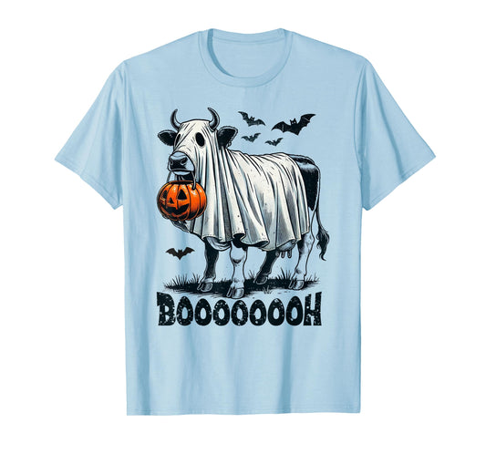 Cow Ghost Halloween Cattle Trick Or Treat Jack O Lantern Boh T-Shirt