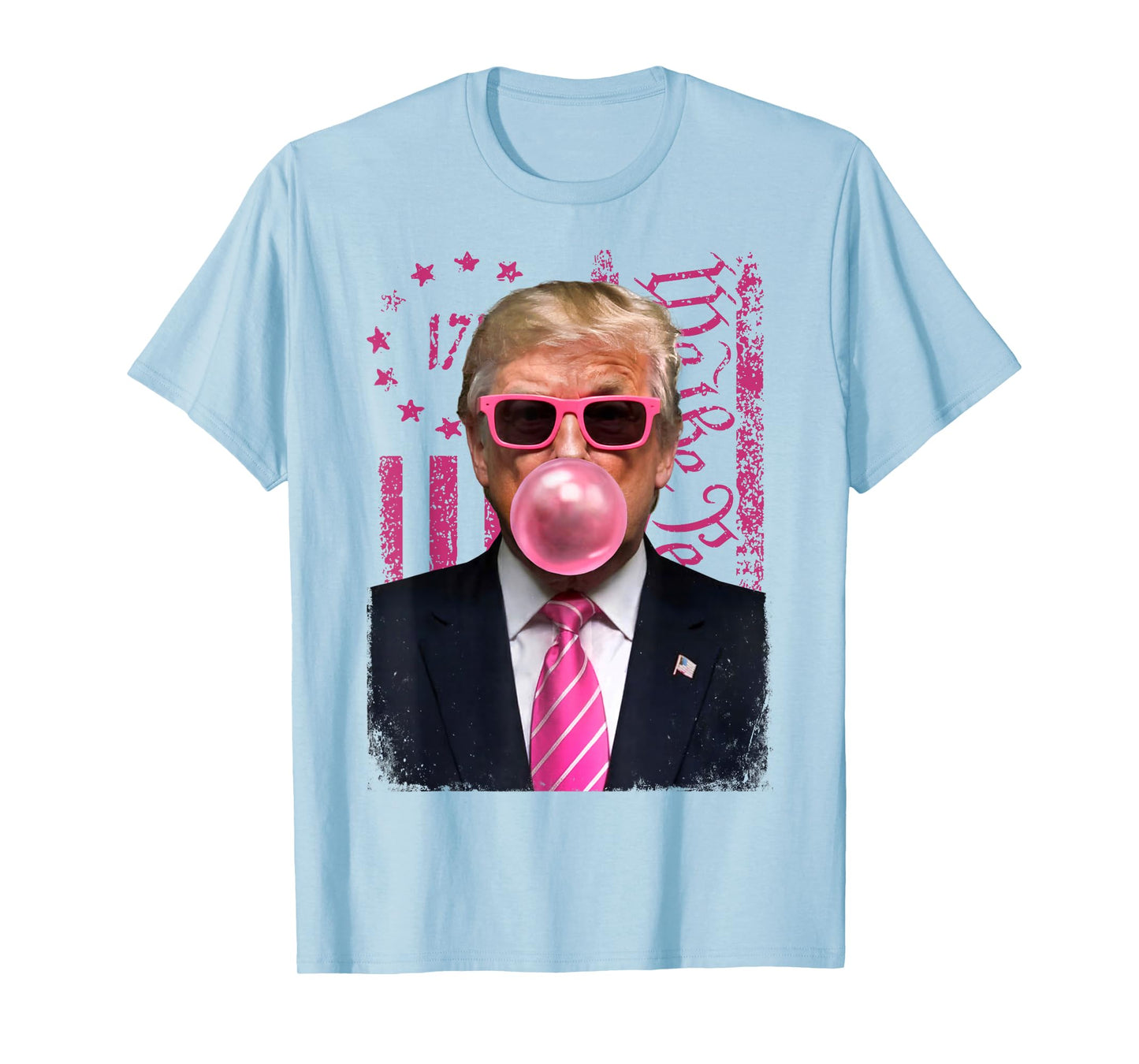 Donald Trump Pink Bubblegum Satire - Pop Art with USA Flag T-Shirt