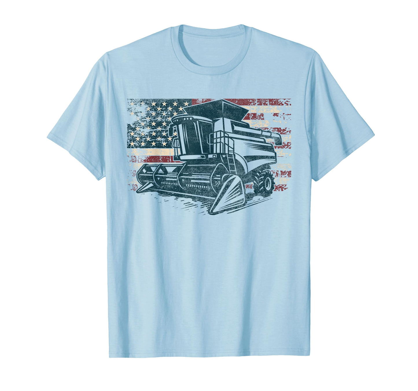American Flag Combine Harvester Farming Patriotic Farmer T-Shirt