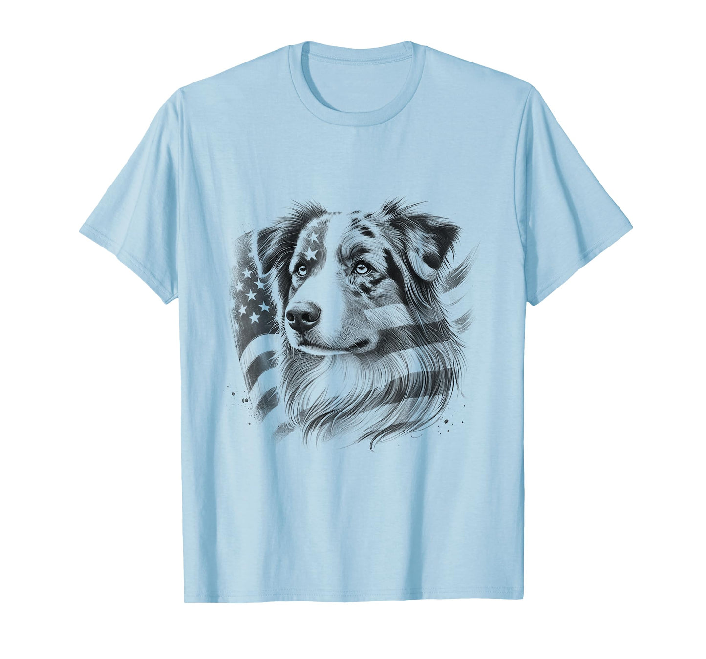 Australian Shepherd Dog American Flag Aussie Design T-Shirt