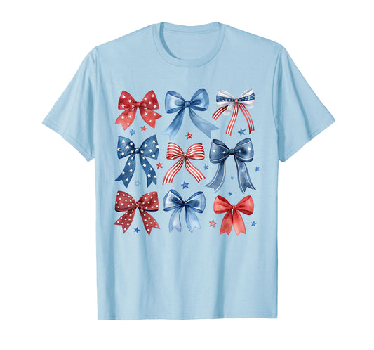 Vintage USA Bow in Red White Blue for Patriotic 4th of July T-Shirt