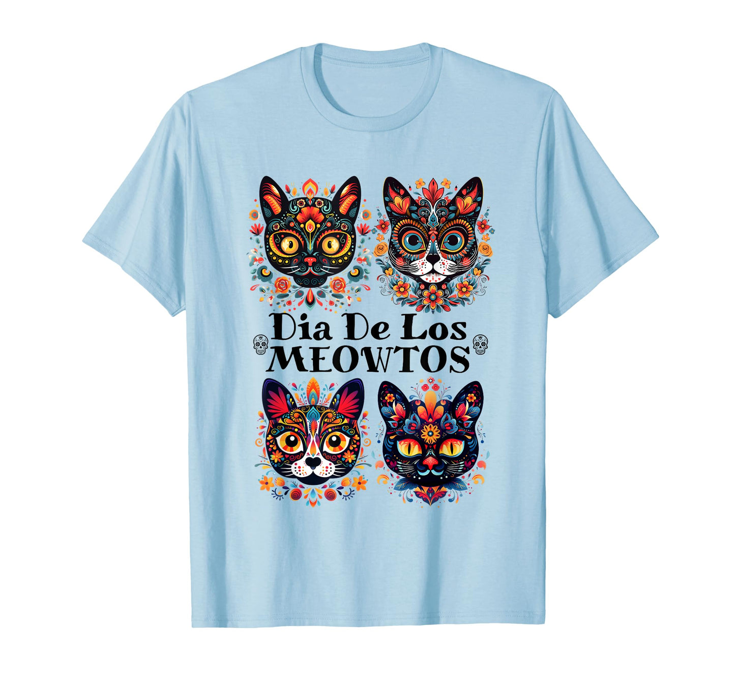 Sugar Skull Cats Dia De Los Meowtos Muertos Day of the Dead T-Shirt