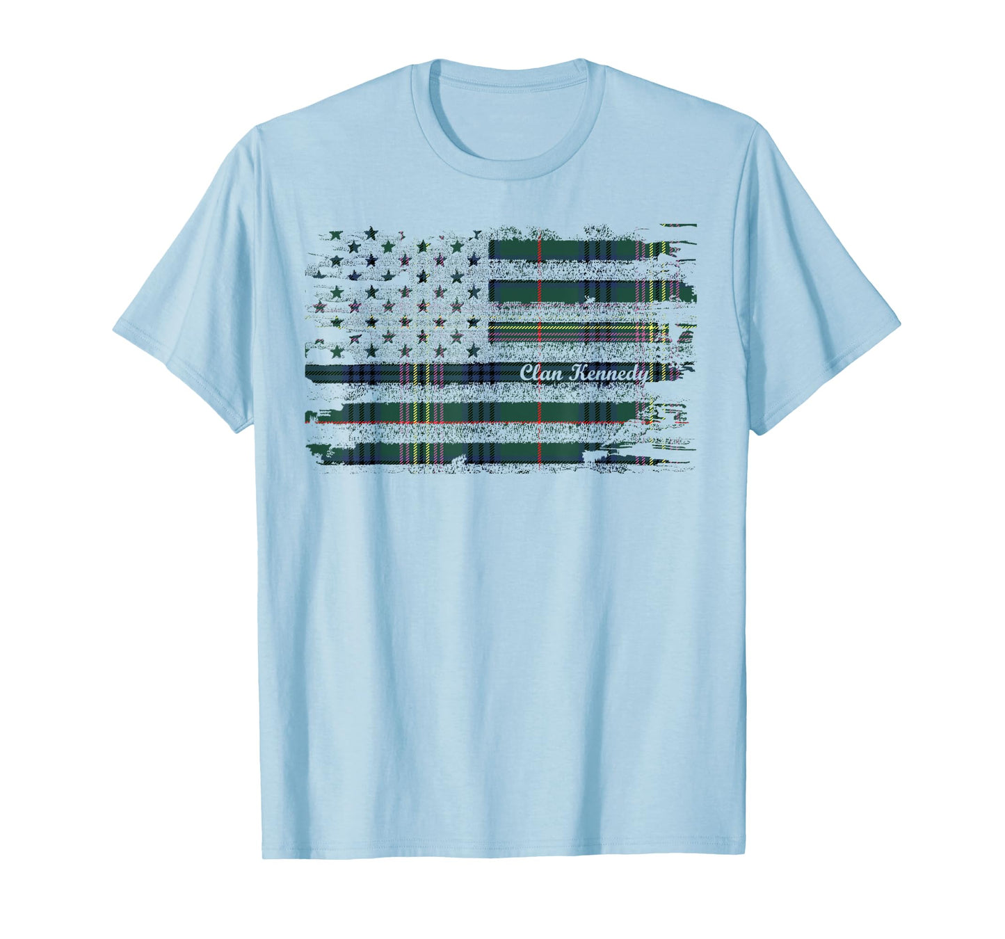 Kennedy surname American Flag Scottish Clan Tartan T-Shirt for Women Kids Men