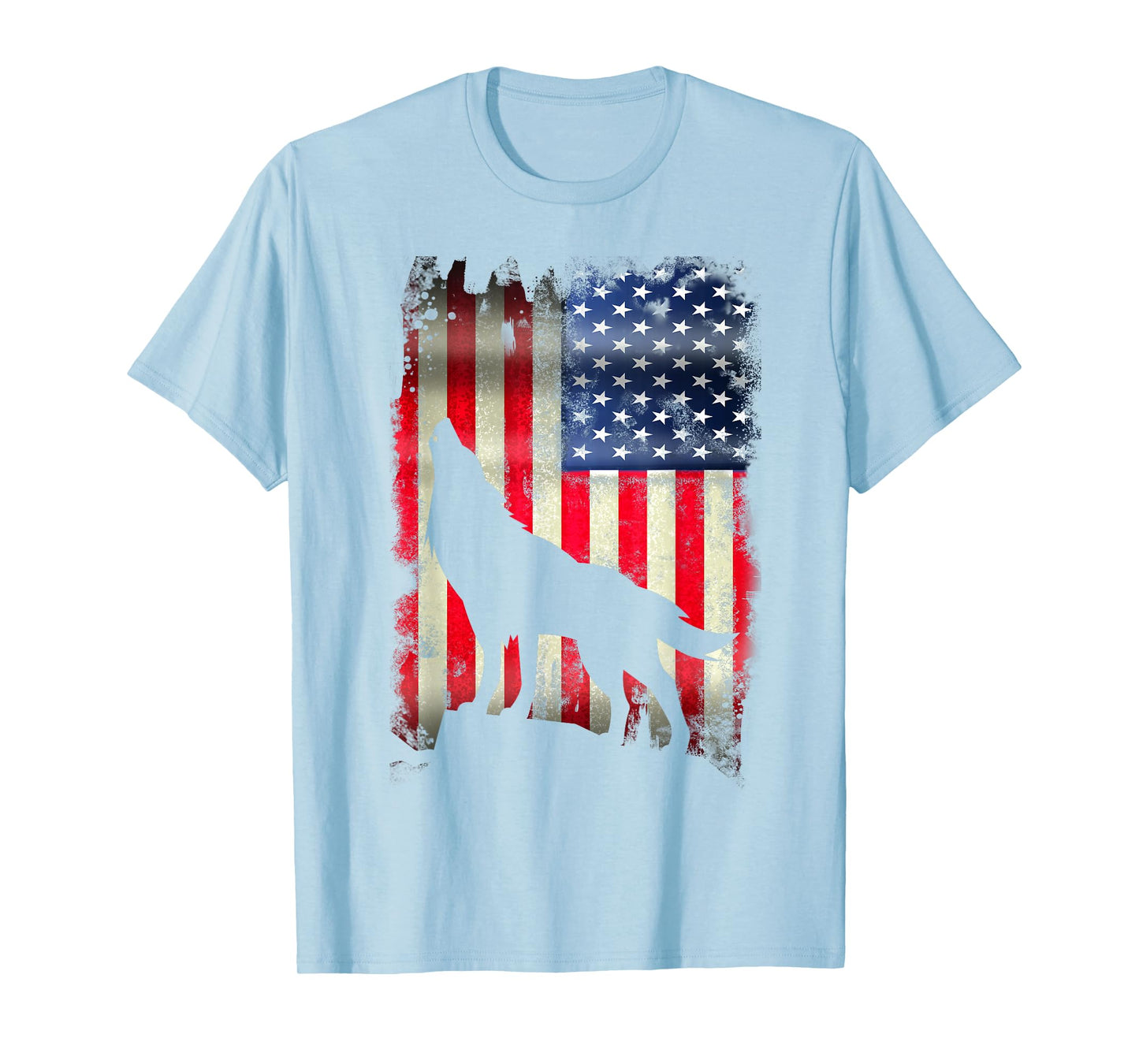USA Wolf Vintage American Flag Funny Animal T Shirt T-Shirt for Women Kids Men