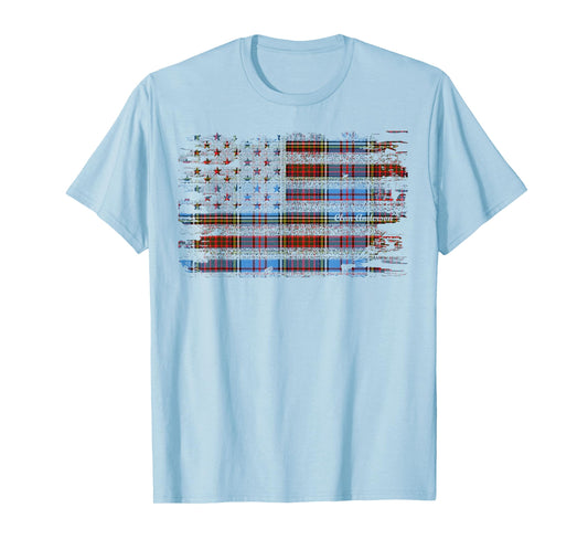 Clan Anderson American Flag Scottish Tartan T-Shirt