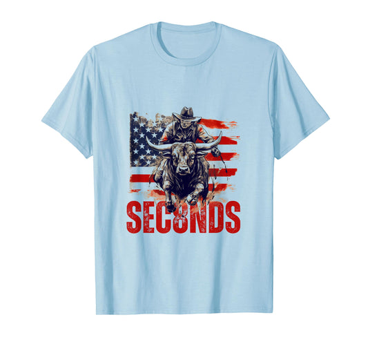 PBR Bull Riding Eight Seconds Rider USA Flag Rodeo Patriotic T-Shirt
