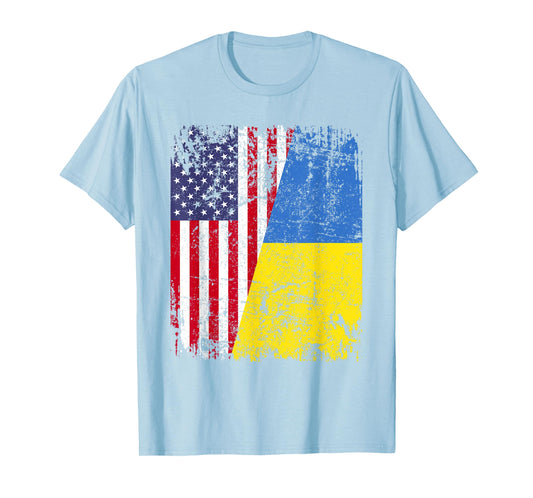 UKRAINIAN ROOTS | Half American Flag | UKRAINE T-Shirt