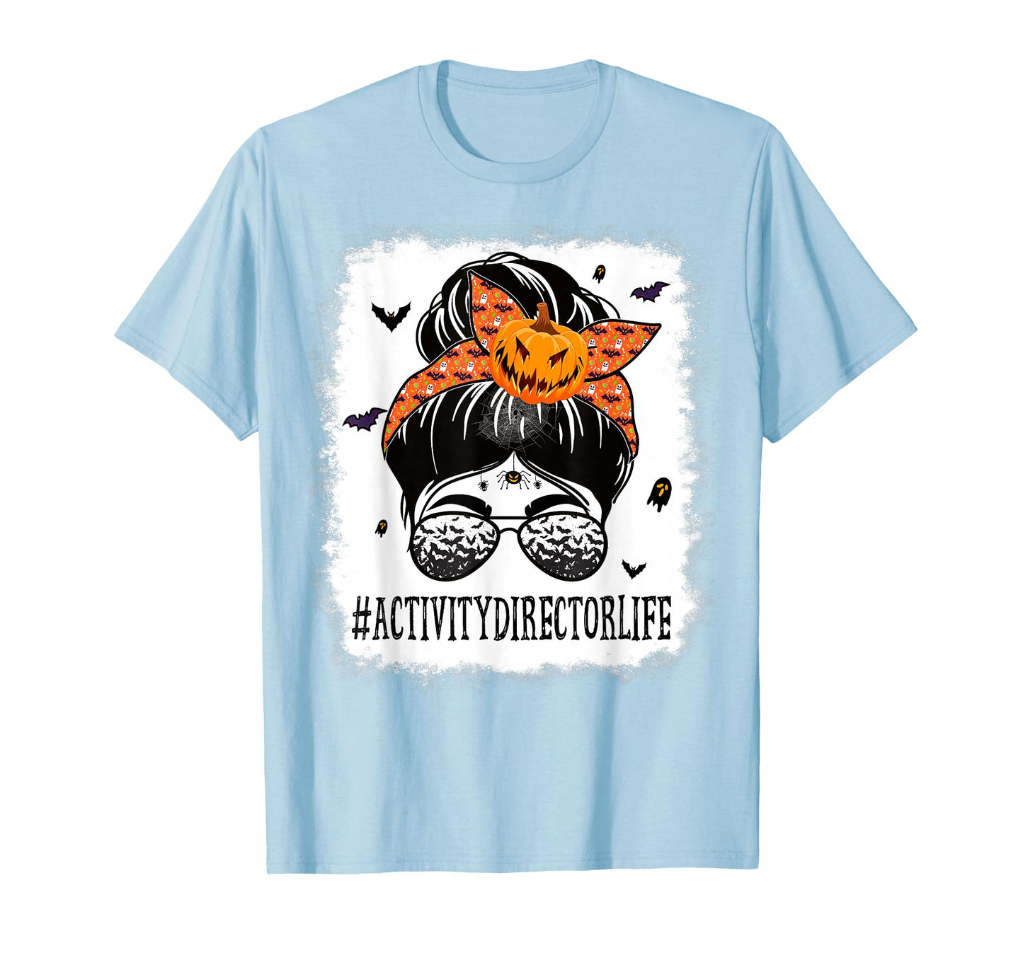Activity Director Messy Bun Spooky Pumpkin Halloween Costume T-Shirt
