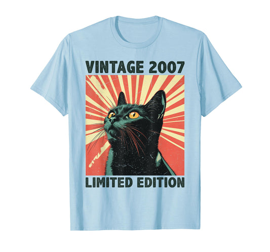18 Years Old Gift Vintage 2007 Cat Lover 18th Birthday Retro T-Shirt for Men Women Kids