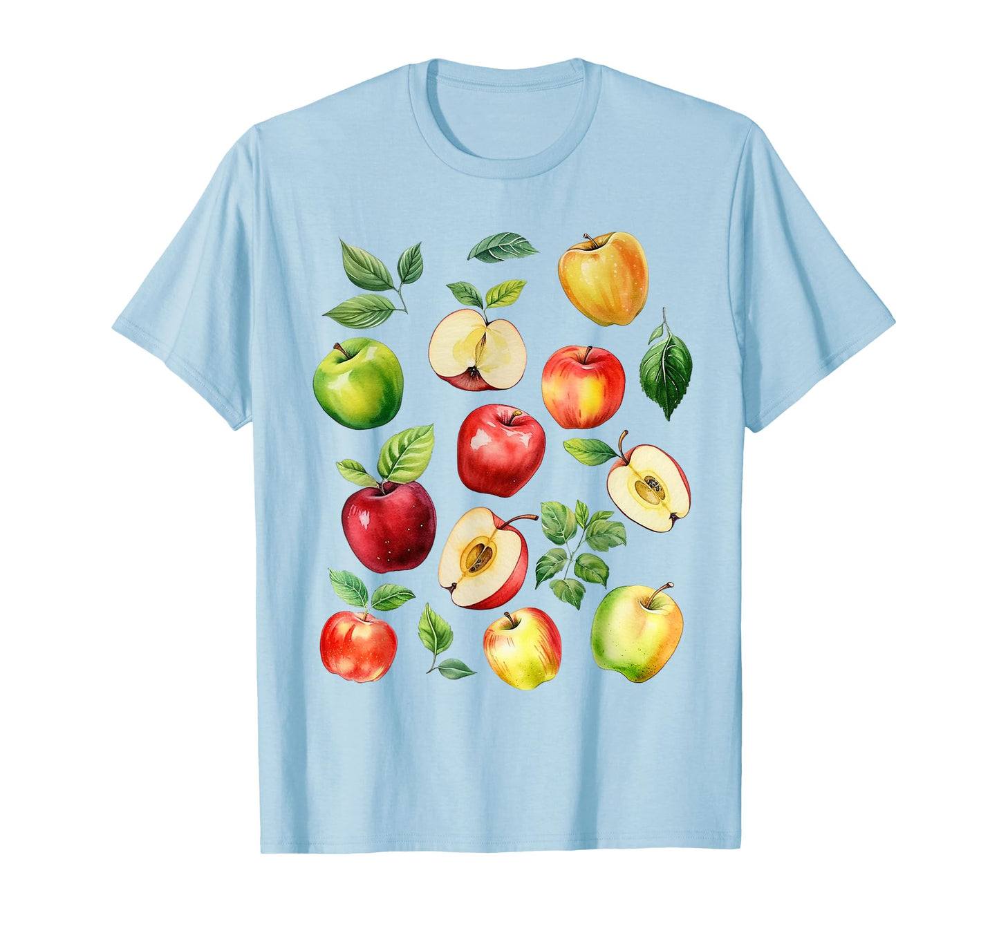 Apple Picking Farmer Apple Varieties Watercolor Farm Fresh T-Shirt