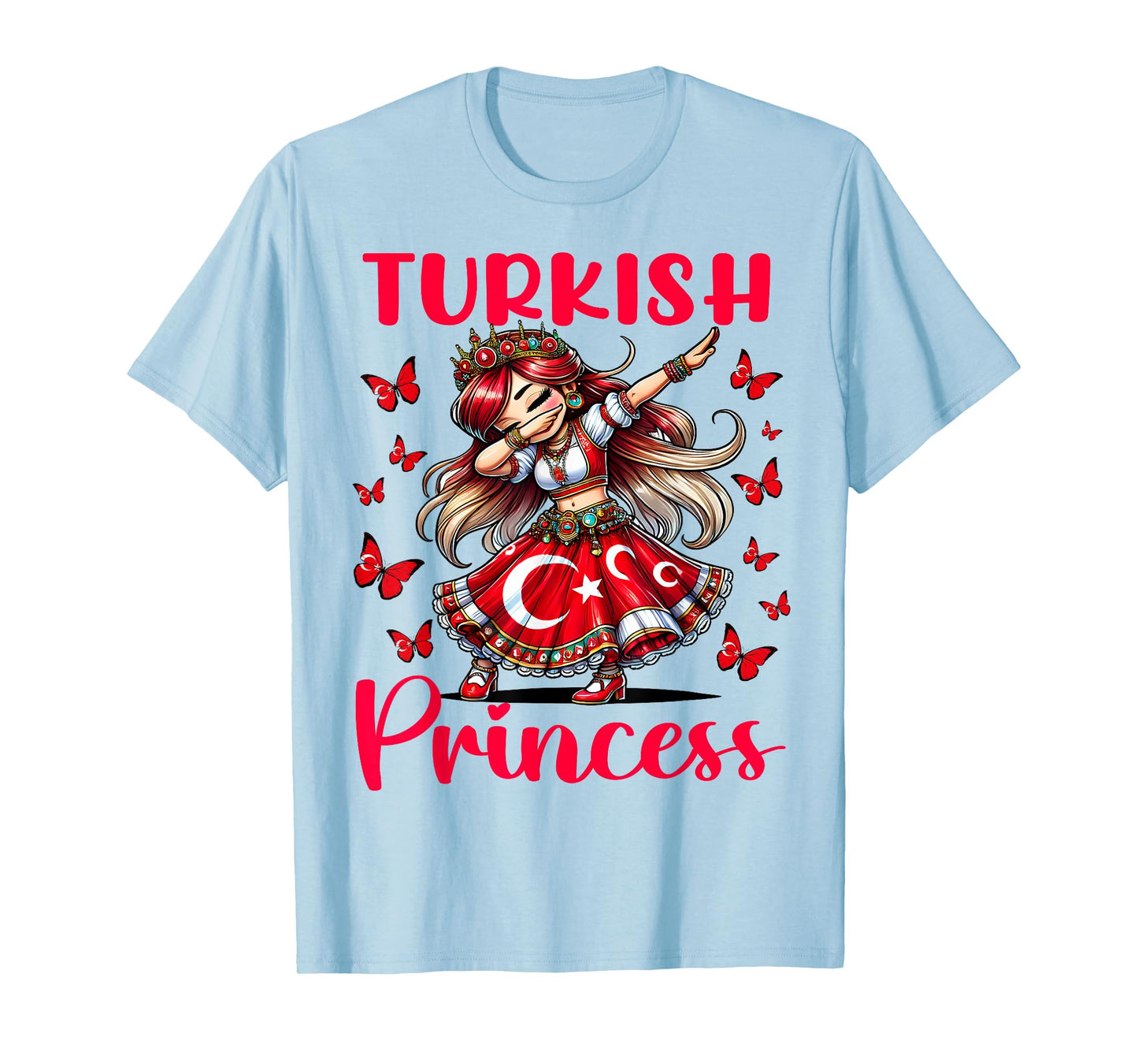 Turkish Princess Dab Girl Flag Dress Cultural Souvenir Kids T-Shirt