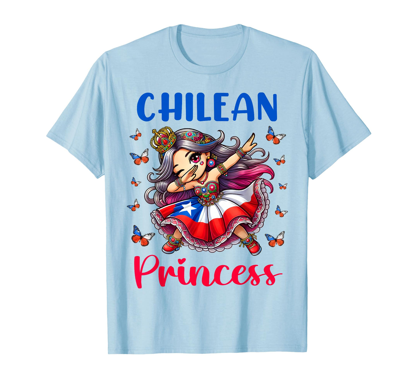 Chilean Princess Dab Girl Flag Dress Heritage Souvenir Kids T-Shirt