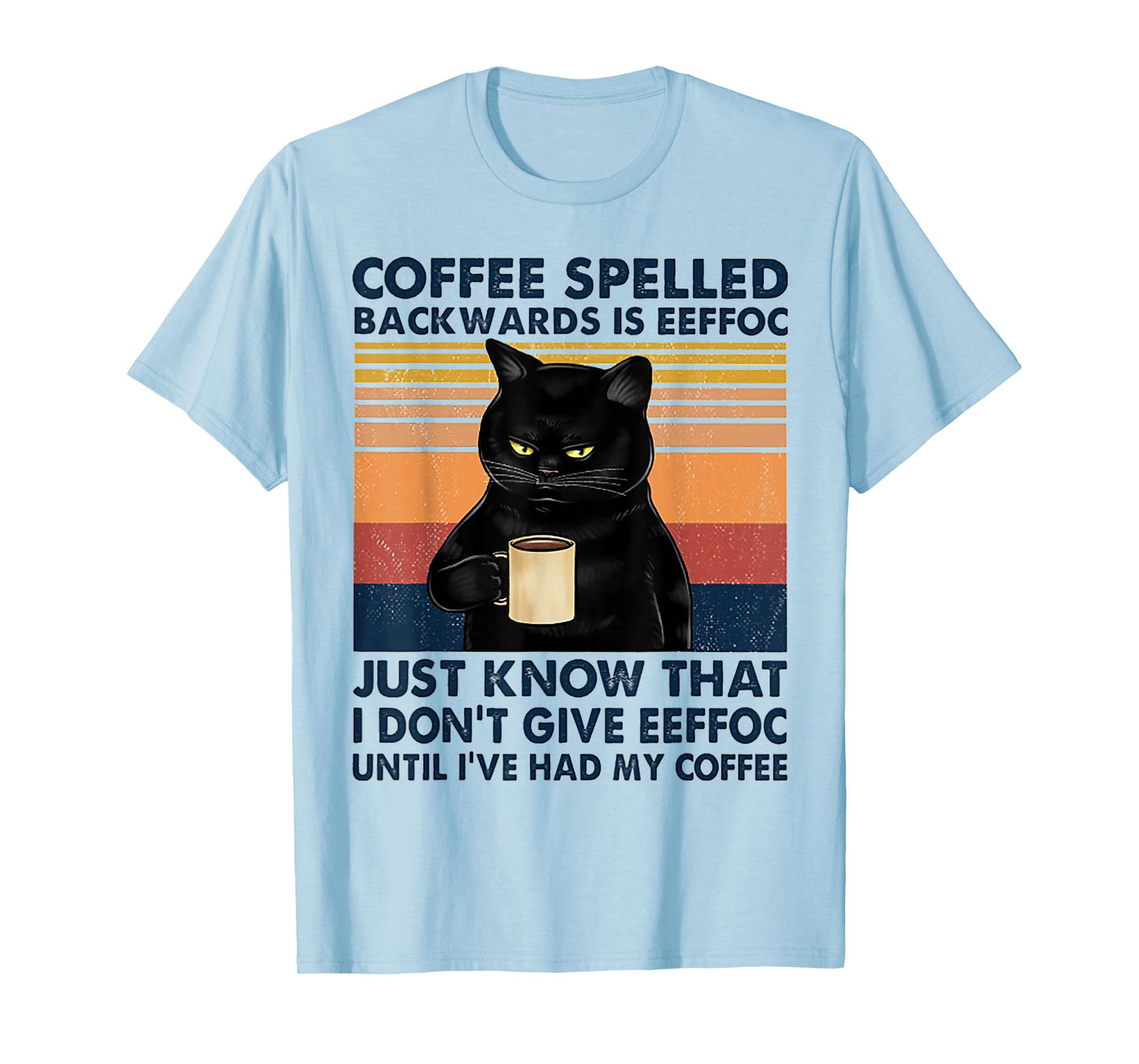 Coffee Spelled Backwards Is Eeffoc Cat Drinking Vintage T-Shirt