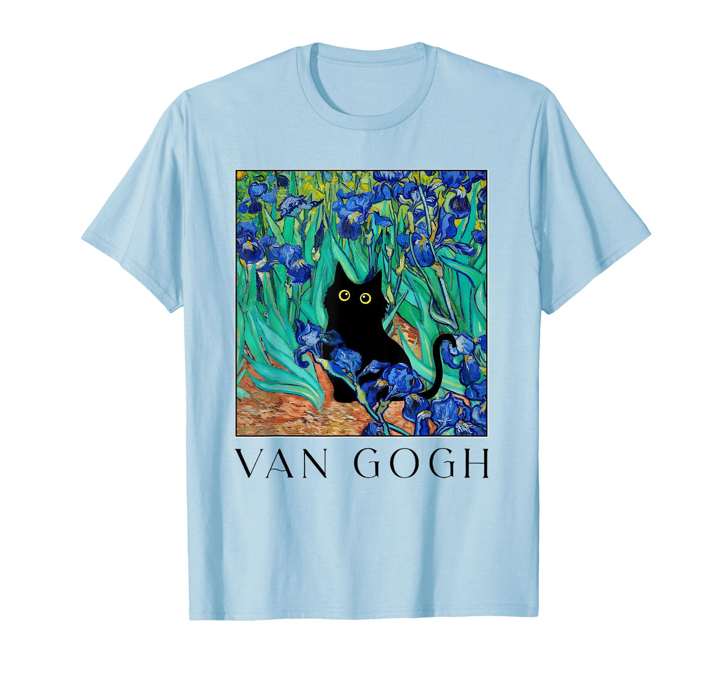 Funny Van Gogh Iris Flowers Cat Meme Van Gogh Art Graphic T-Shirt