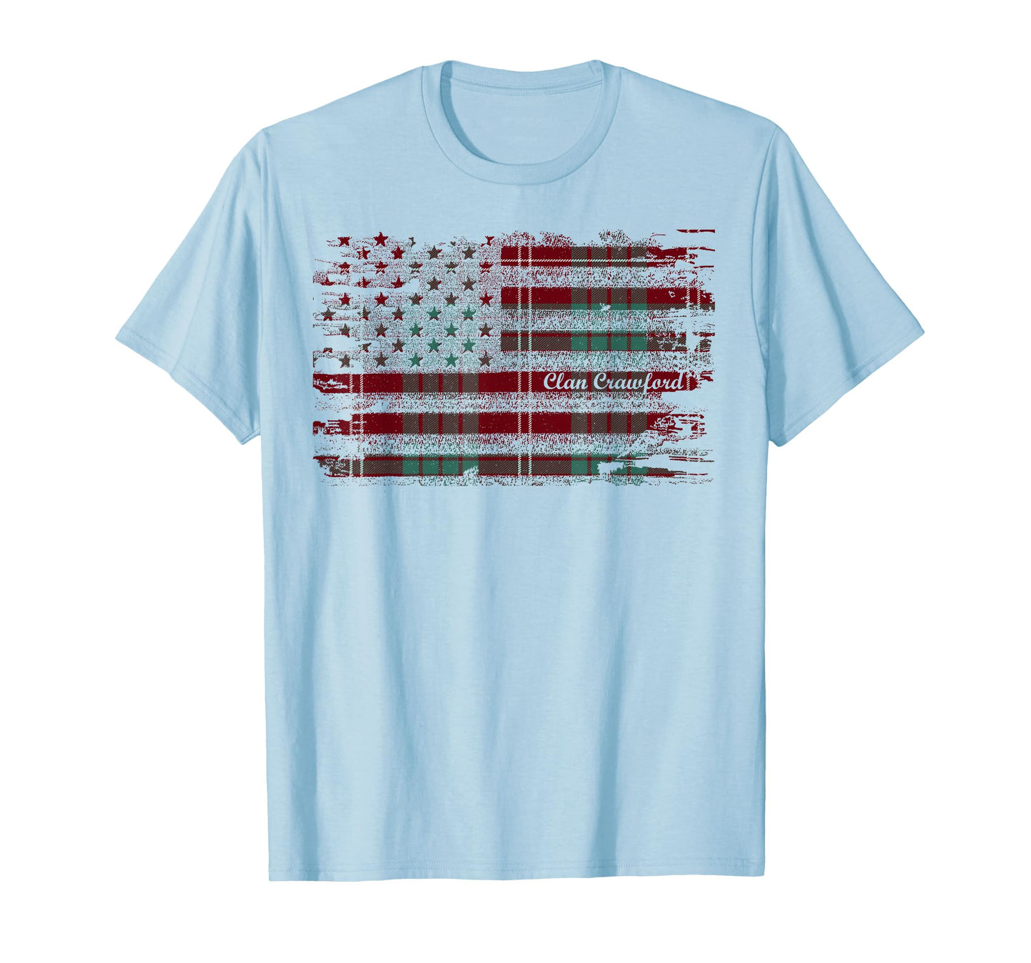Crawford surname american flag scottish clan tartan T-Shirt