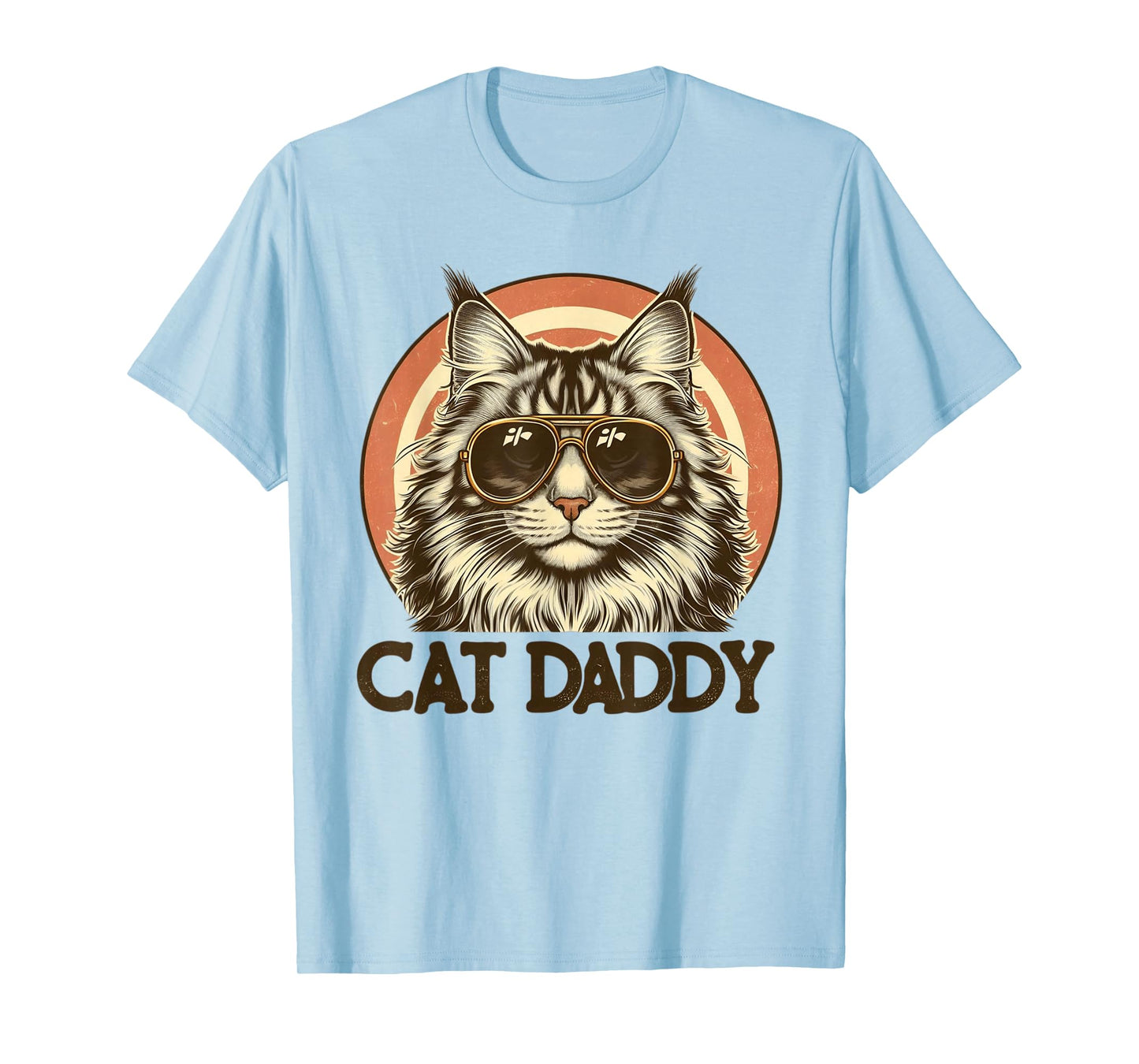 Cat Daddy Cool Maine Coon Cat Father's Day Retro Cat Dad T-Shirt