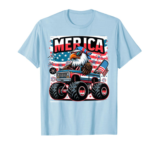 Merica 4th of July Shirts Boys Kids American Flag Eagle USA T-Shirt