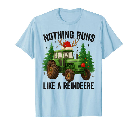Christmas Tractor Farm Nothing Runs Like A Reindeer Xmas T-Shirt