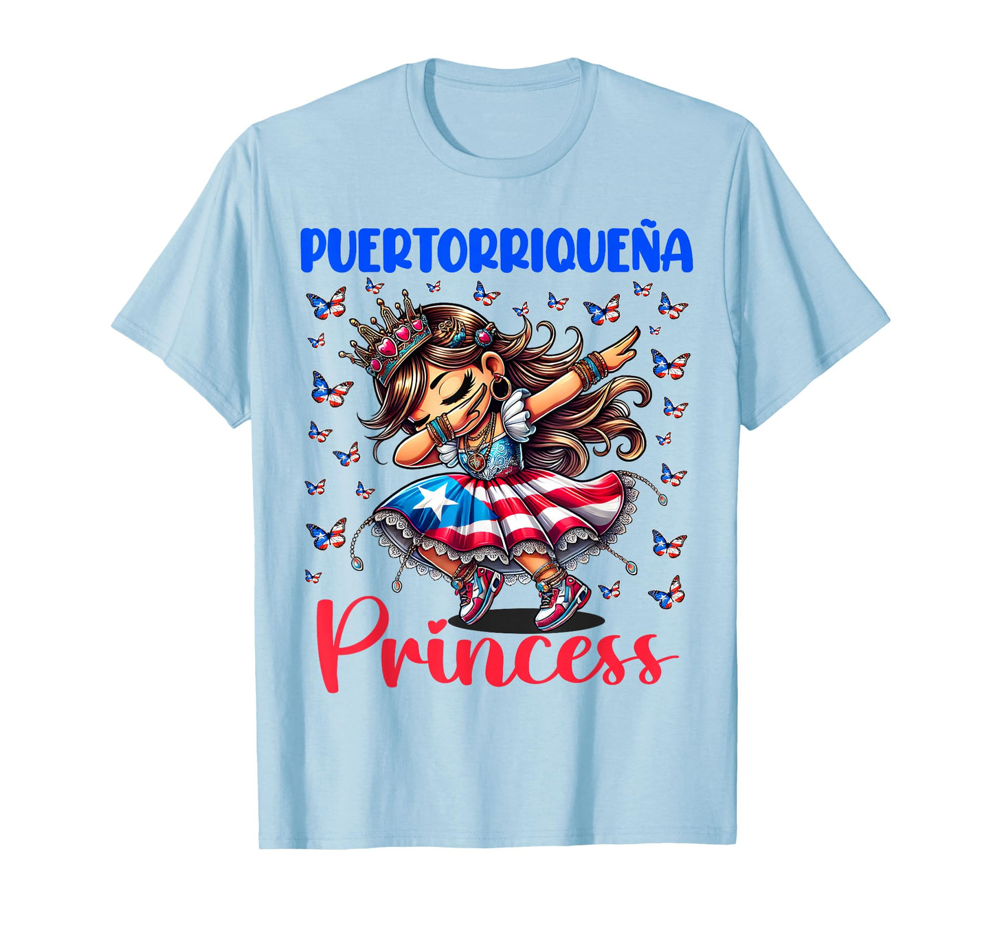 Puertorriqueña Princess Boricua Pride Girl Dabbing for Kids T-Shirt