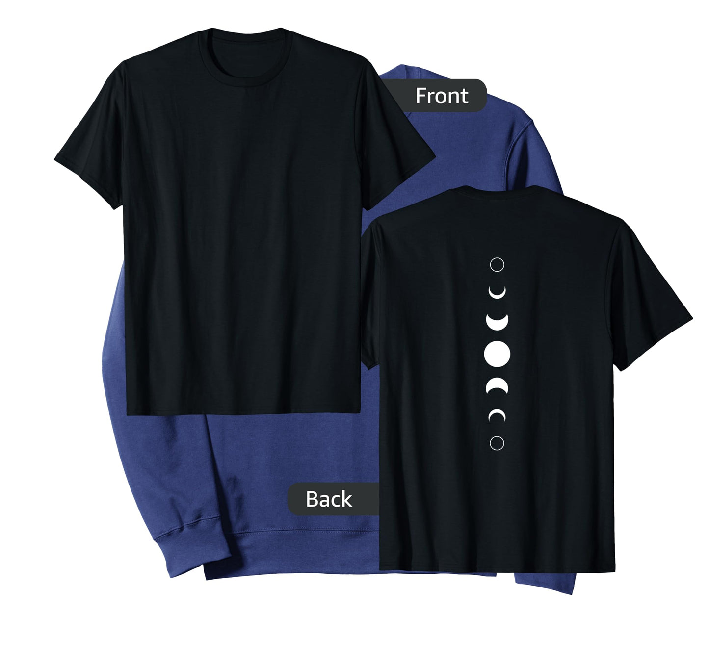 Celestial Moon Phase Back Print Vertical Lunar Astronomy T-Shirt