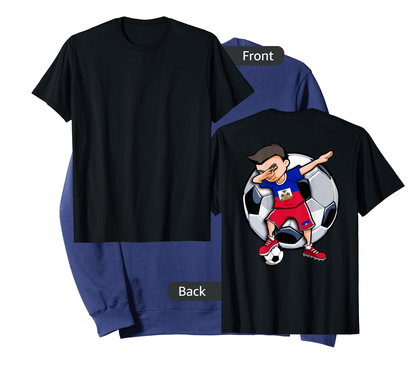 Dabbing Soccer Boy Haiti Football Fans Jersey Haitian Flag T-Shirt