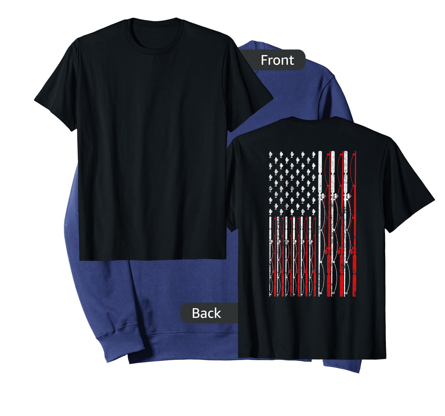 Fishing Rod American Flag Funny Vintage Fishing T-Shirt