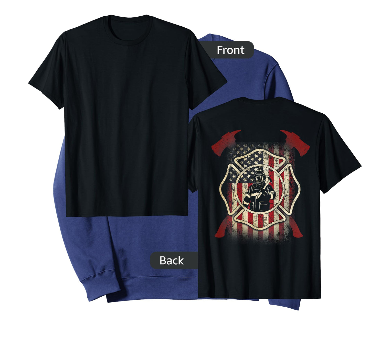 Patriotic Firefighter USA Flag Axe American Flag Fireman T-Shirt