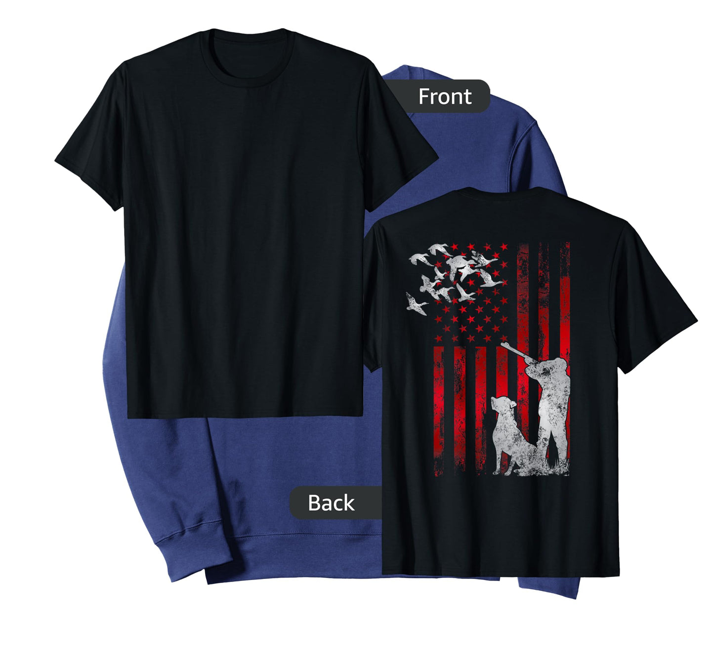 Hunters Distressed Patriotic American USA Flag Duck Hunting T-Shirt